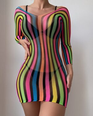 Semi-Sheer Striped Dress