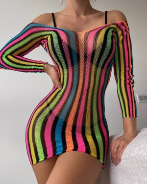 Semi-Sheer Striped Dress