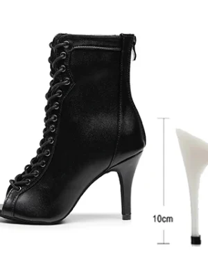 Black Latin Lace-Up Stilettos Heel - 10cm