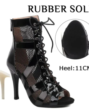 Black Rubber Sole Heels - 11cm